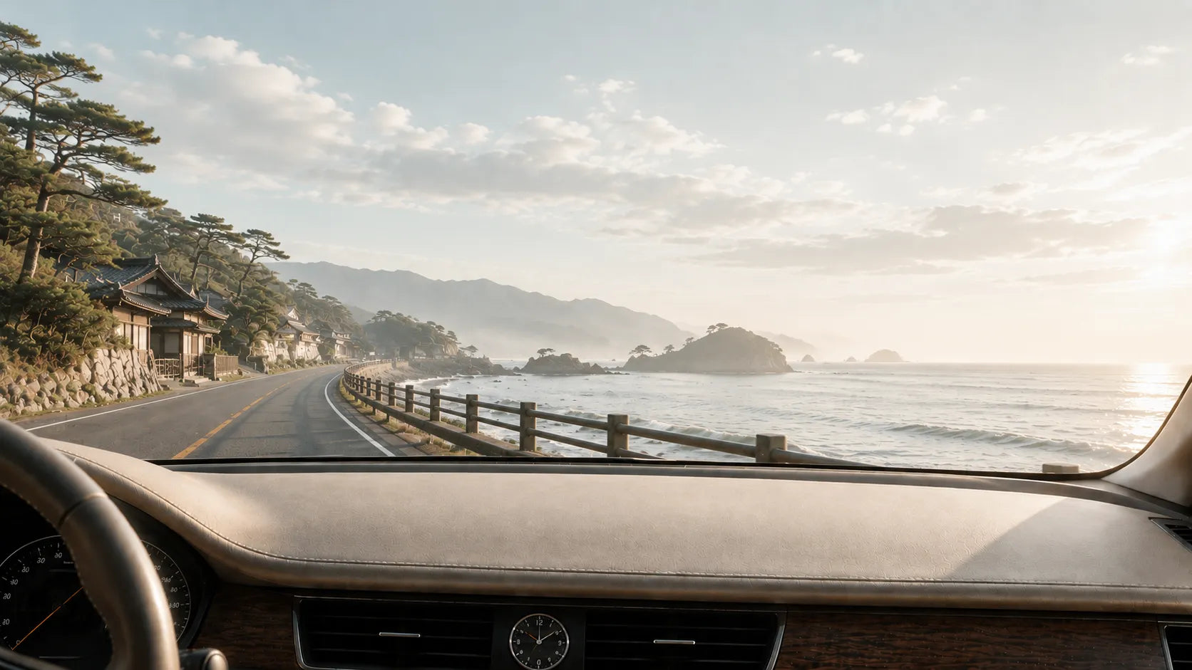 KAHŌ Luxury Car Dashboard Background — Japan Scenery